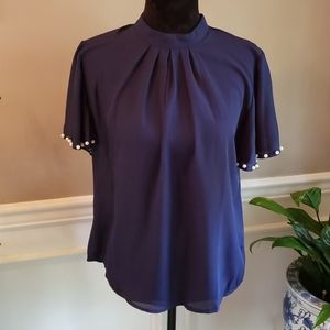 Shein, Large Navy Blouse, high neck.